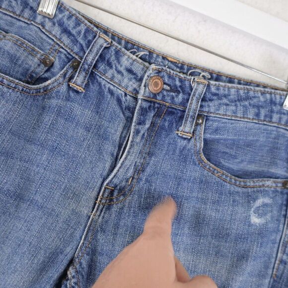 American Eagle Blue Factory Distressed Denim Jeans 4R 32/26 Mid Rise - Picture 4 of 13